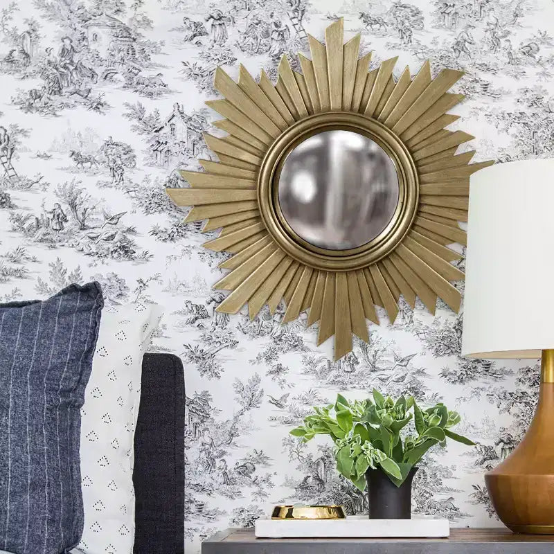 Miroir mural décoratif Sunburst Euphoria Argent foncé - Howard Elliott