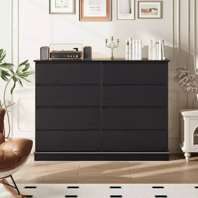 Commode de rangement à 8 tiroirs, meuble à tiroirs profonds, large buffet de rangement pour salon, entrée, chambre d'enfant