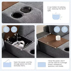 Canapé sectionnel modulaire surdimensionné Clihome 140 avec pouf de rangement mobile, porte-gobelet, siège large, chargeur USB, canapé en velours côtelé en forme de U à 6 places