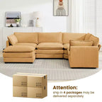 Canapé sectionnel modulaire moderne 5 places en velours côtelé, surdimensionné, 288 cm (L) x 201 cm (l), avec pouf, canapé en forme de U avec canapé d'angle, HYLEORY