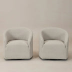 Fauteuil tonneau pivotant tapissé en tissu bouclé KINWELL 32 W (ensemble de 2)