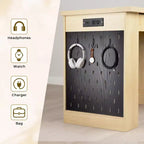 Bureau moderne cannelé GDFStudio Haoran 55 avec prise électrique, tablette pour clavier, porte et tiroirs