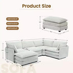 Canapé sectionnel modulaire moderne 5 places en velours côtelé, surdimensionné, 288 cm (L) x 201 cm (l), avec pouf, canapé en forme de U avec canapé d'angle, HYLEORY