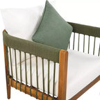Christopher Knight Home Fauteuil club de patio Clifton en acacia rustique et corde, rembourré avec dossier incurvé