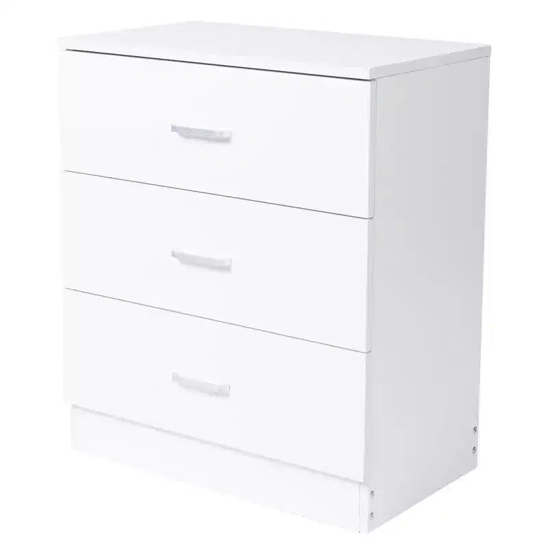 Karl Home 3-Drawer White Particle Board 22.05in. W Chest of Drawer