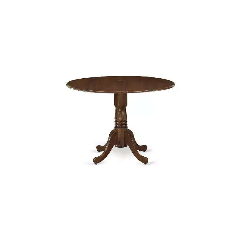 Table à manger en bois d'acacia offrant une texture boisée avec deux rallonges abattantes de 23 cm