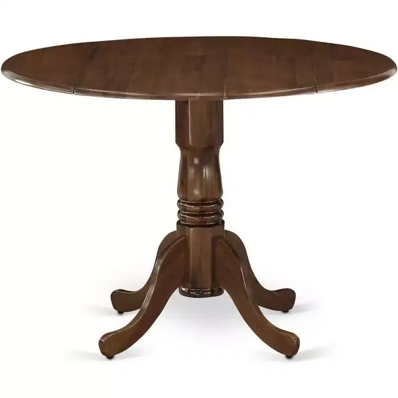 Table à manger en bois d'acacia offrant une texture boisée avec deux rallonges abattantes de 23 cm