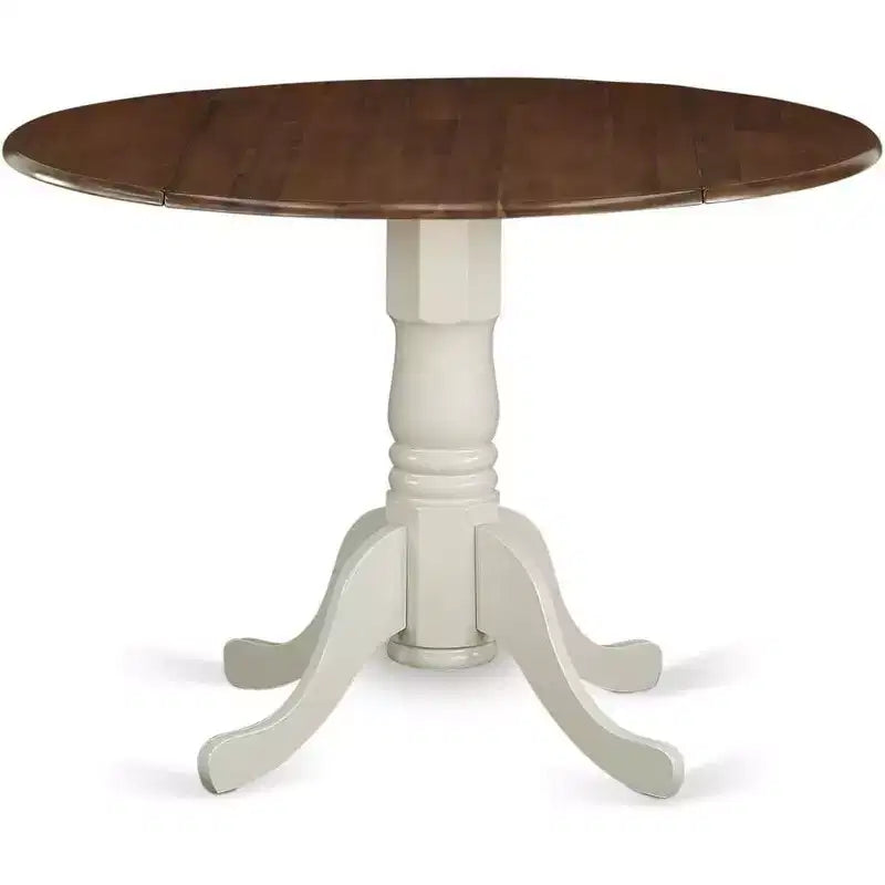 Table à manger en bois d'acacia offrant une texture boisée avec deux rallonges abattantes de 23 cm