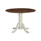Table à manger en bois d'acacia offrant une texture boisée avec deux rallonges abattantes de 23 cm