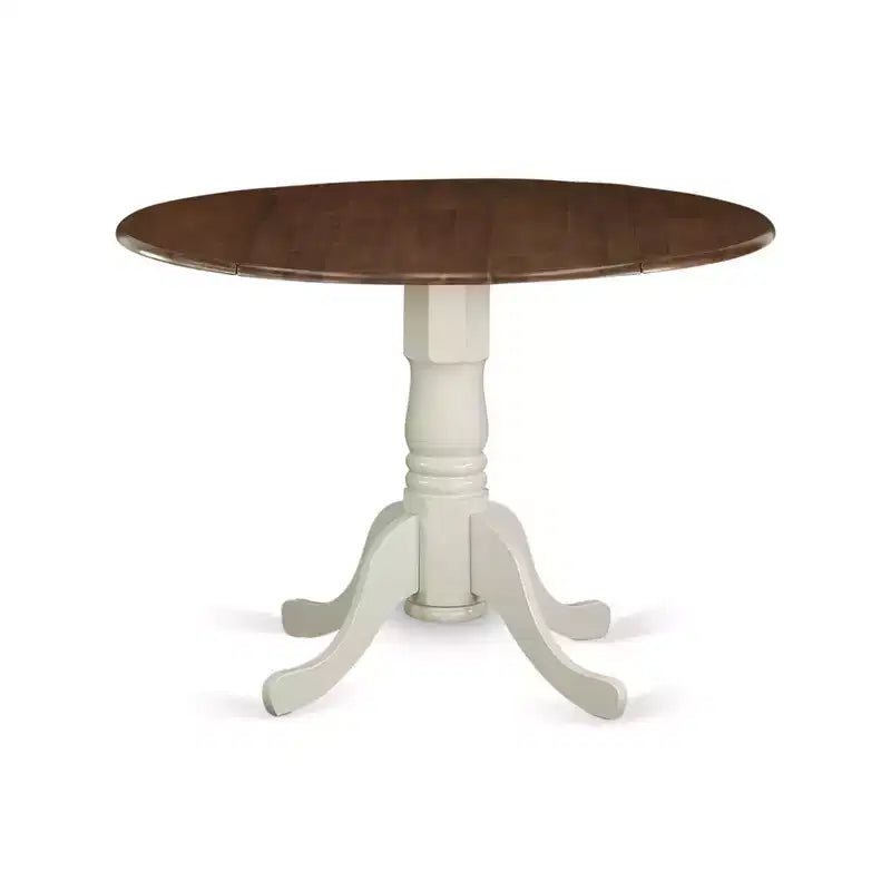 Table à manger en bois d'acacia offrant une texture boisée avec deux rallonges abattantes de 23 cm