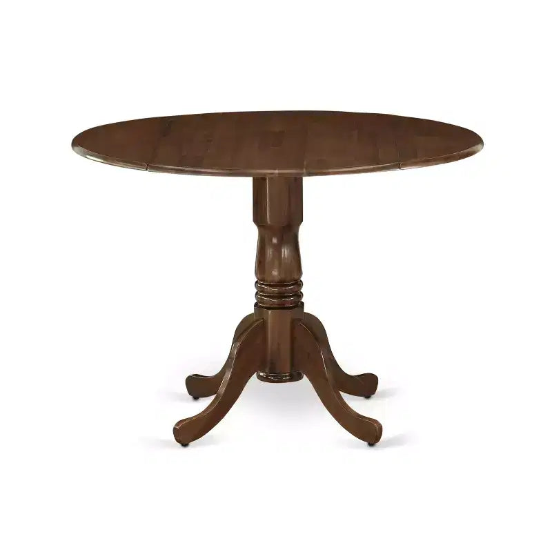 Table à manger en bois d'acacia offrant une texture boisée avec deux rallonges abattantes de 23 cm