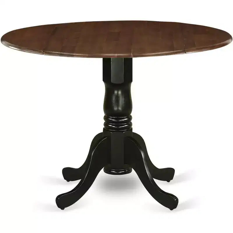 Table à manger en bois d'acacia offrant une texture boisée avec deux rallonges abattantes de 23 cm