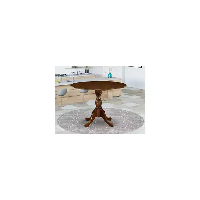 Table à manger en bois d'acacia offrant une texture boisée avec deux rallonges abattantes de 23 cm
