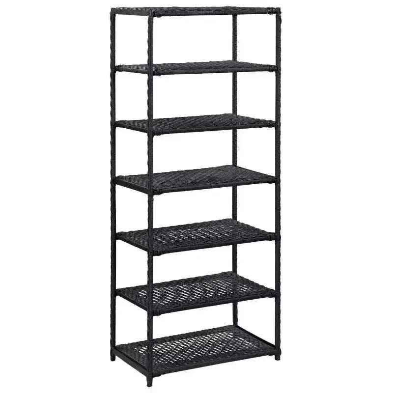 vidaXL Shoe Rack Black Poly Rattan 19.7x11.8x47.2 in Lightweight - 47.2
