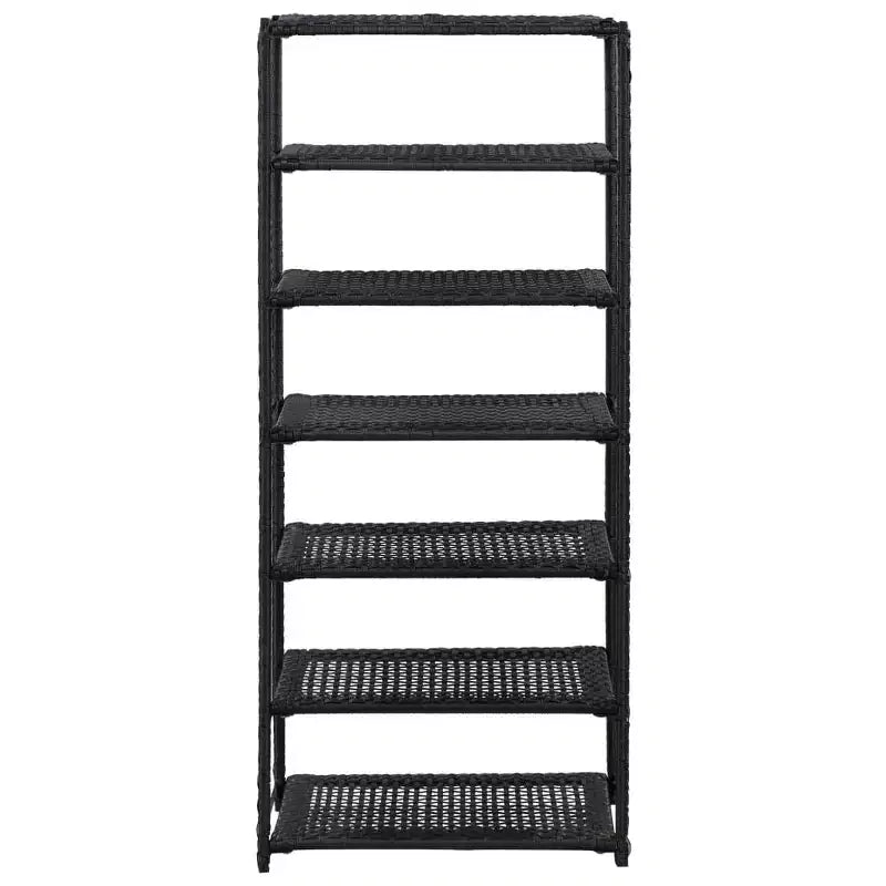 Meuble à chaussures noir poly rotin 50x30x120 cm léger - 120