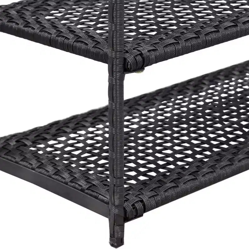 Meuble à chaussures noir poly rotin 50x30x120 cm léger - 120