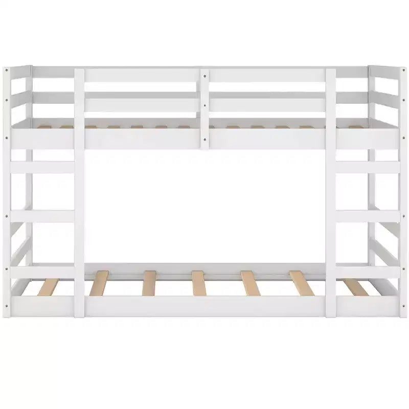 Lit superposé bas, Lit superposé en bois avec échelle, Lit superposé avec garde-corps complets