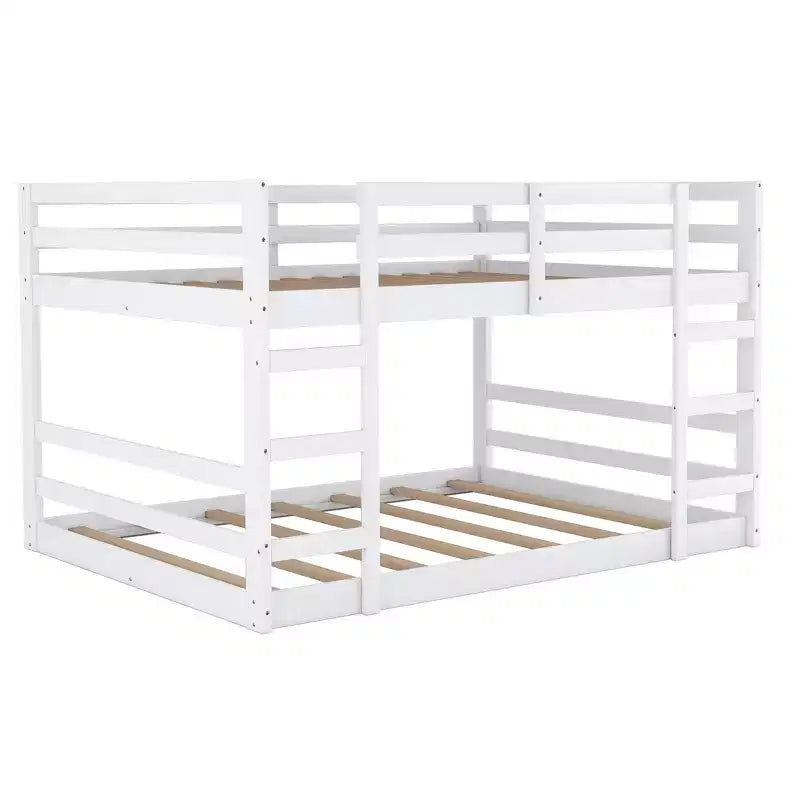 Lit superposé bas, Lit superposé en bois avec échelle, Lit superposé avec garde-corps complets