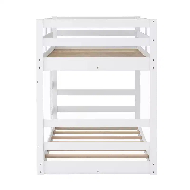 Lit superposé bas, Lit superposé en bois avec échelle, Lit superposé avec garde-corps complets