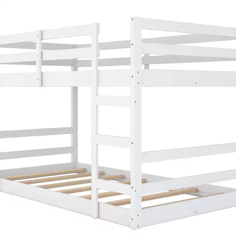 Lit superposé bas, Lit superposé en bois avec échelle, Lit superposé avec garde-corps complets