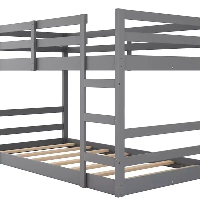 Lit superposé bas, Lit superposé en bois avec échelle, Lit superposé avec garde-corps complets