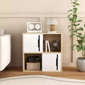 Sideboard Storage Cabinet Buffet Cabinet Accent Cabinet with Sliding Doors, 2-Tier Open & Closed Shelves Organizer, Natural+White - ModernLuxe