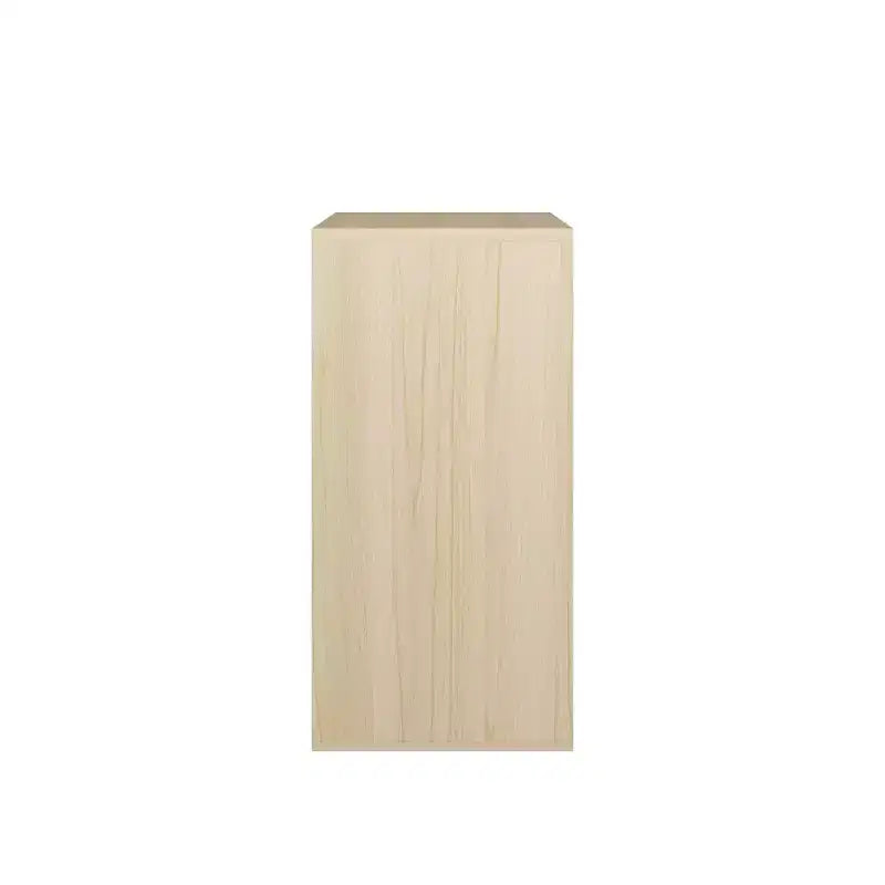 Bahut de rangement avec portes coulissantes, meuble de rangement d'appoint avec étagères ouvertes et fermées à 2 niveaux, naturel+blanc