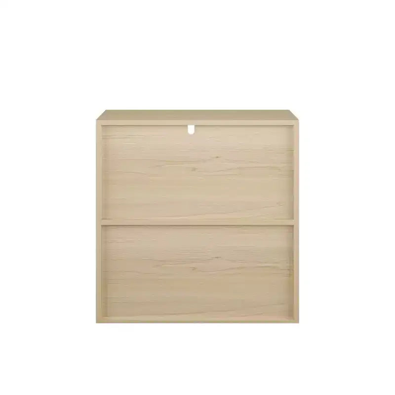 Bahut de rangement avec portes coulissantes, meuble de rangement d'appoint avec étagères ouvertes et fermées à 2 niveaux, naturel+blanc