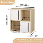 Bahut de rangement avec portes coulissantes, meuble de rangement d'appoint avec étagères ouvertes et fermées à 2 niveaux, naturel+blanc