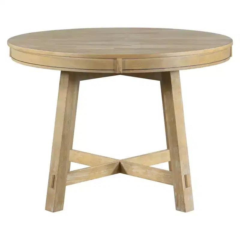 Table à manger ronde de 58 pouces de style ferme, table de cuisine avec pieds épais croisés et plateau lourd, table pliante pour salle à manger