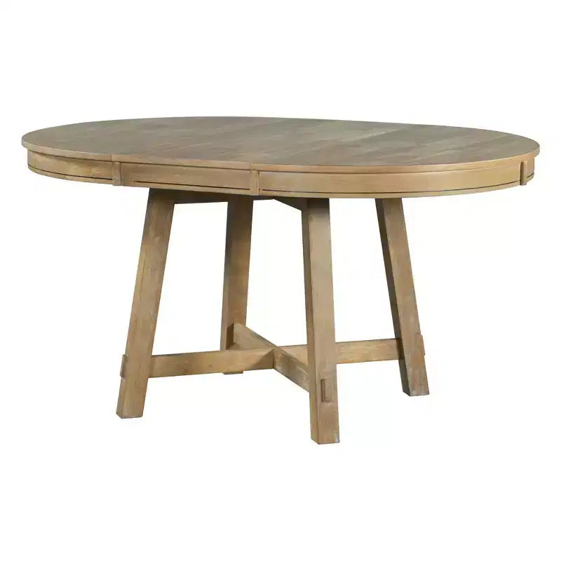 Table à manger ronde de 58 pouces de style ferme, table de cuisine avec pieds épais croisés et plateau lourd, table pliante pour salle à manger