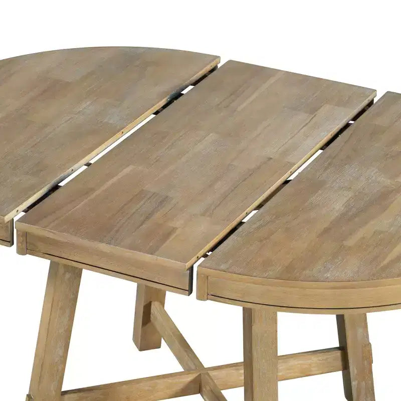 Table à manger ronde de 58 pouces de style ferme, table de cuisine avec pieds épais croisés et plateau lourd, table pliante pour salle à manger