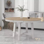 Table à manger ronde de 58 pouces de style ferme, table de cuisine avec pieds épais croisés et plateau lourd, table pliante pour salle à manger