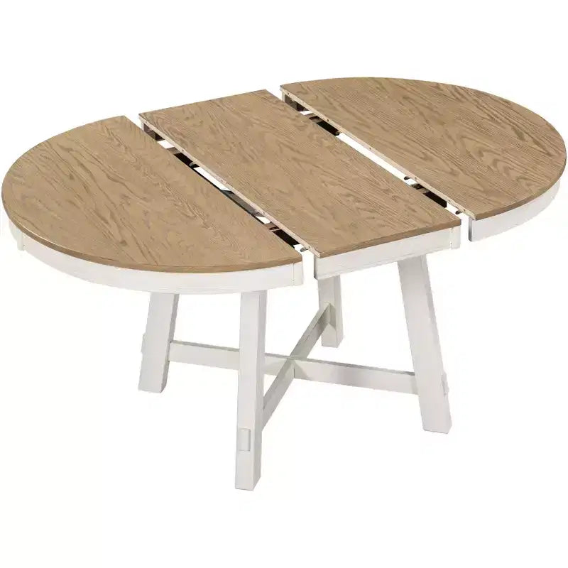 Table à manger ronde de 58 pouces de style ferme, table de cuisine avec pieds épais croisés et plateau lourd, table pliante pour salle à manger