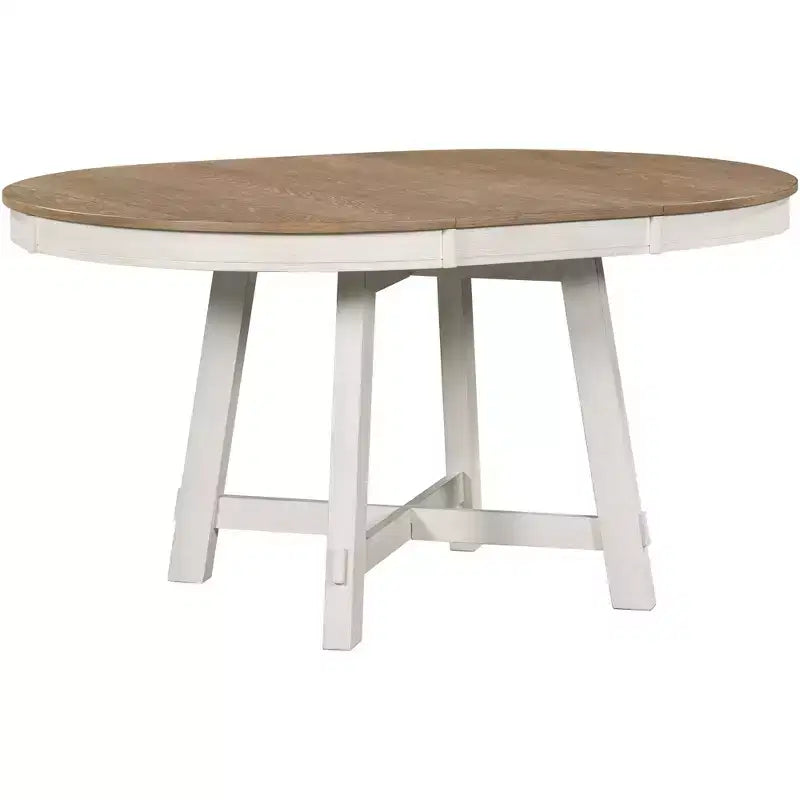 Table à manger ronde de 58 pouces de style ferme, table de cuisine avec pieds épais croisés et plateau lourd, table pliante pour salle à manger