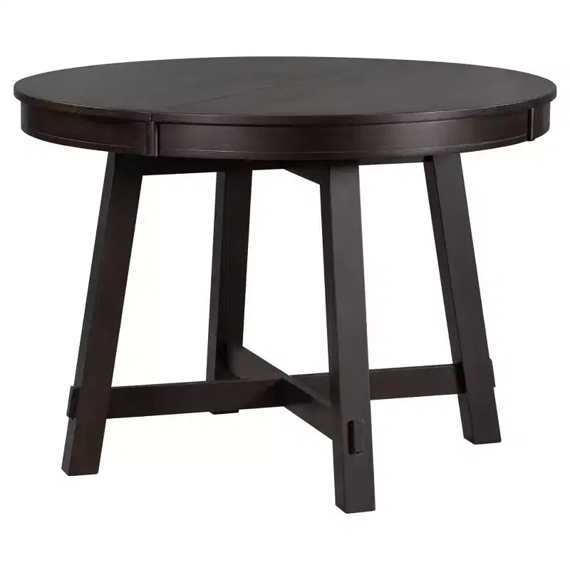 Table à manger ronde de 58 pouces de style ferme, table de cuisine avec pieds épais croisés et plateau lourd, table pliante pour salle à manger