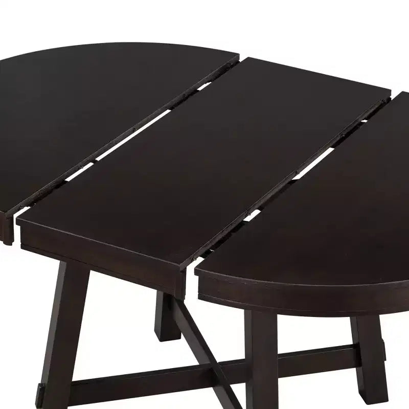 Table à manger ronde de 58 pouces de style ferme, table de cuisine avec pieds épais croisés et plateau lourd, table pliante pour salle à manger