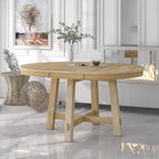 Table à manger ronde de 58 pouces de style ferme, table de cuisine avec pieds épais croisés et plateau lourd, table pliante pour salle à manger