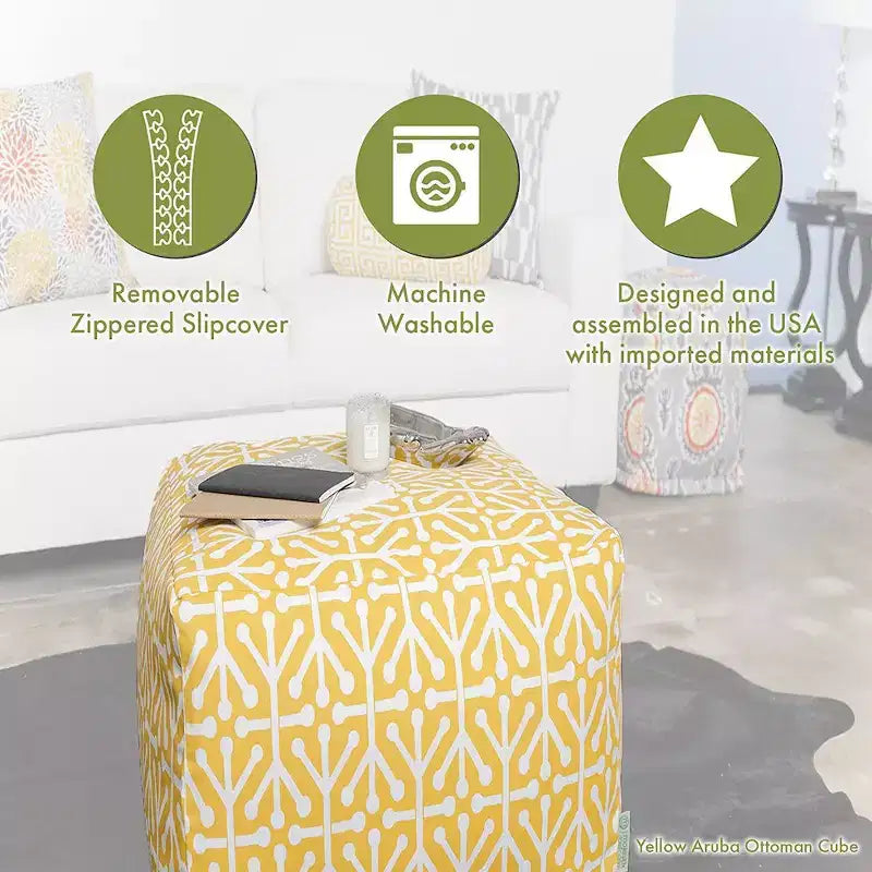 Pouf cube corail