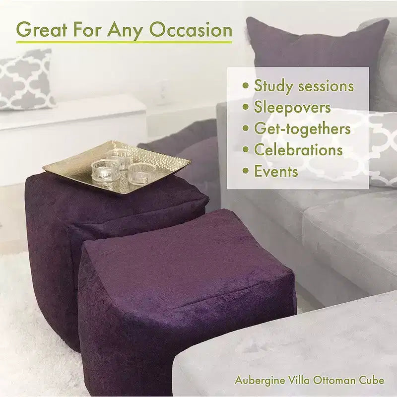 Pouf cube corail
