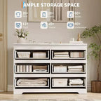 Commode Blanche Moderne à 6 Tiroirs, Commode Simple et Moderne, Commodes à 6 Tiroirs pour Rangement de Vêtements dans la Chambre, Commode Double en Bois