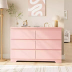 Commode Blanche Moderne à 6 Tiroirs, Commode Simple et Moderne, Commodes à 6 Tiroirs pour Rangement de Vêtements dans la Chambre, Commode Double en Bois