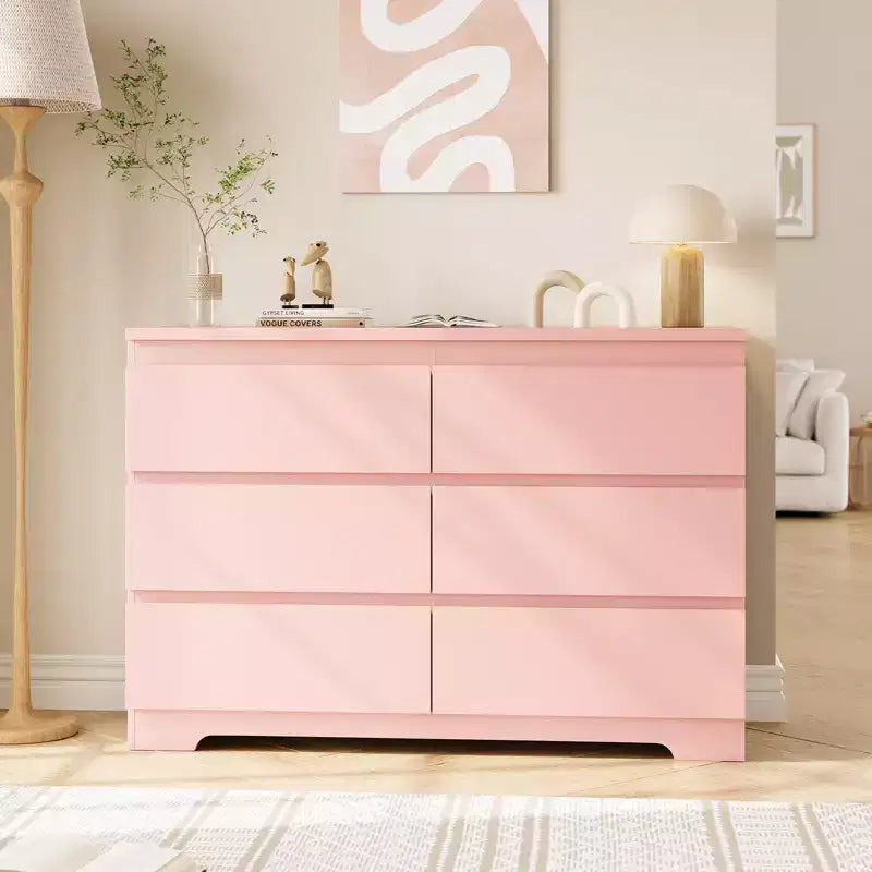 Commode Blanche Moderne à 6 Tiroirs, Commode Simple et Moderne, Commodes à 6 Tiroirs pour Rangement de Vêtements dans la Chambre, Commode Double en Bois