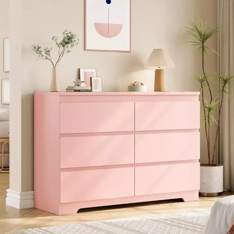 Commode Blanche Moderne à 6 Tiroirs, Commode Simple et Moderne, Commodes à 6 Tiroirs pour Rangement de Vêtements dans la Chambre, Commode Double en Bois