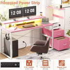 Bureau informatique de 60 pouces avec tiroirs en tissu et station de charge
