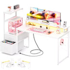 Bureau informatique de 60 pouces avec tiroirs en tissu et station de charge