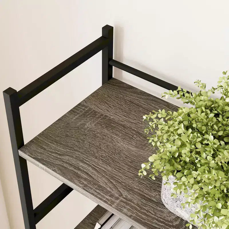 Étagère à cinq niveaux, meuble de rangement vintage avec étagères ouvertes et cadre en métal, idéale pour le salon ou le bureau à domicile