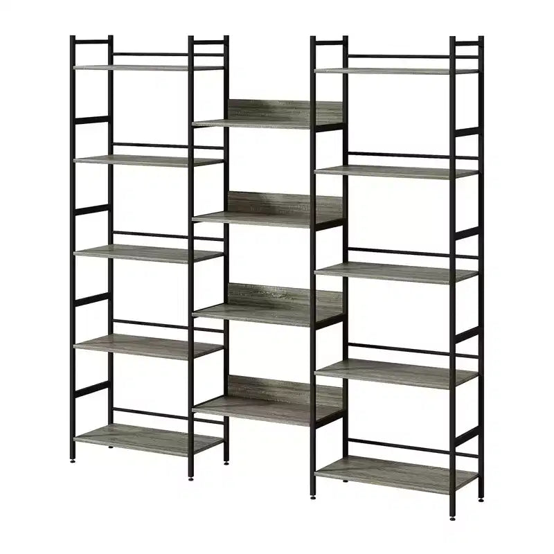 Étagère à cinq niveaux, meuble de rangement vintage avec étagères ouvertes et cadre en métal, idéale pour le salon ou le bureau à domicile