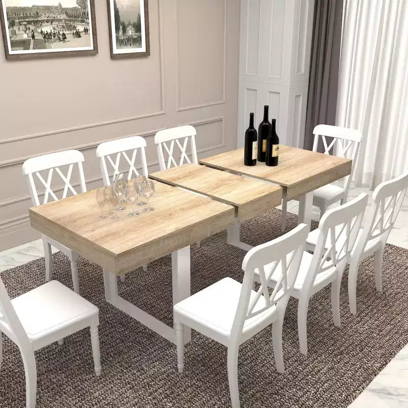 Table à manger extensible moderne de 78 pouces pour 8 personnes, table de cuisine avec grand plateau long, table pliable pour fête, conférence