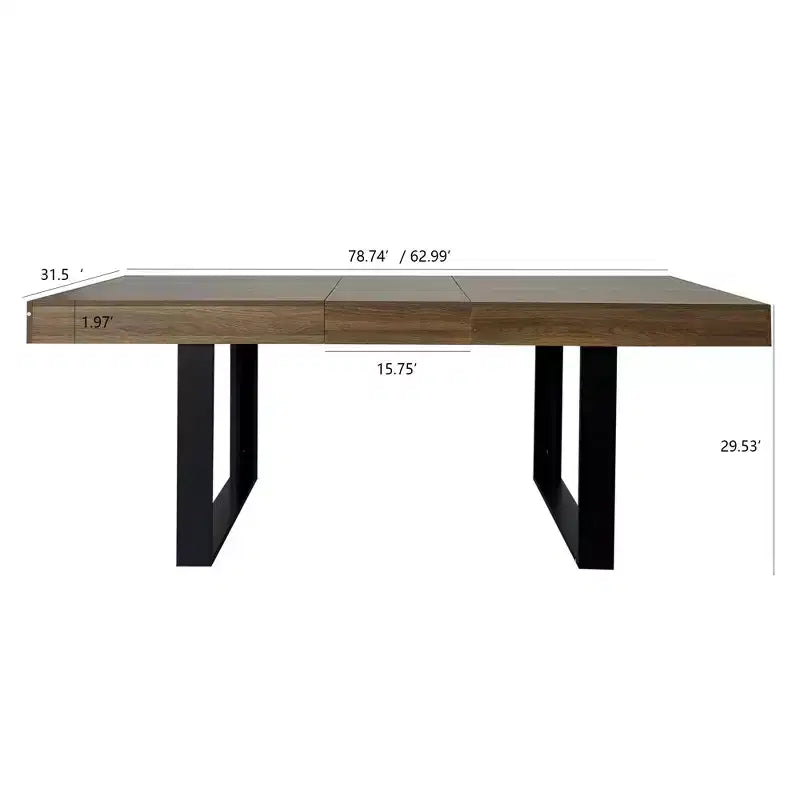 Table à manger extensible moderne de 78 pouces pour 8 personnes, table de cuisine avec grand plateau long, table pliable pour fête, conférence